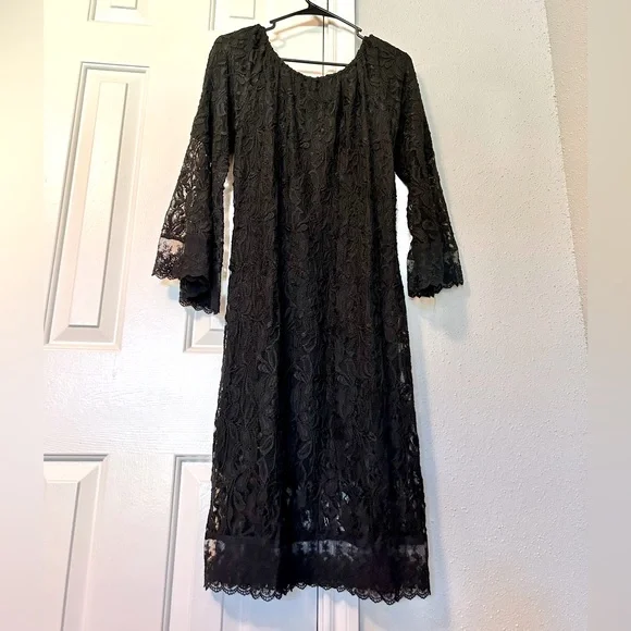 L&B Black Lace Western Style Dress Size S/M - Picture 15 of 16